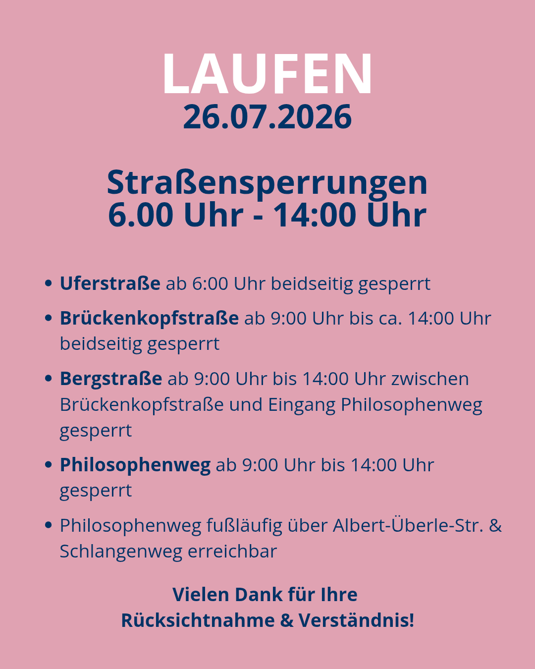 Sperrungen Laufen