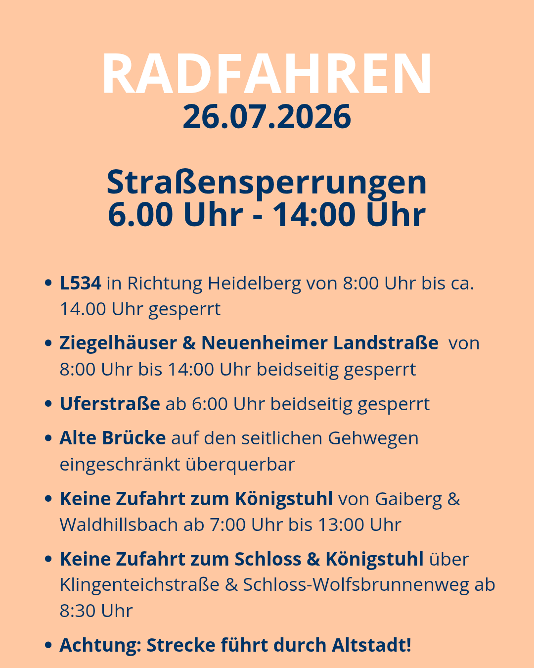 Sperrungen Radfahren