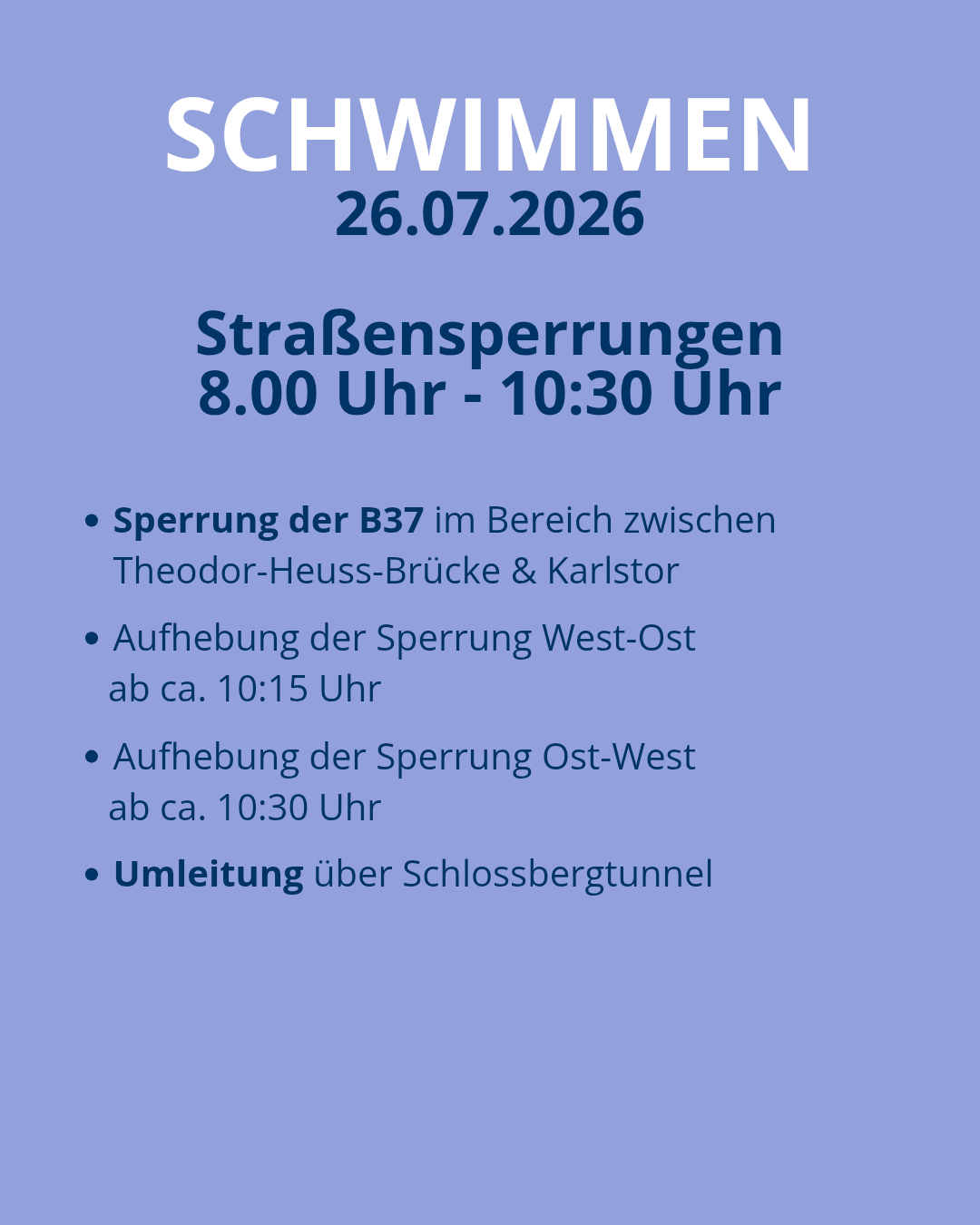 Sperrungen Schwimmen