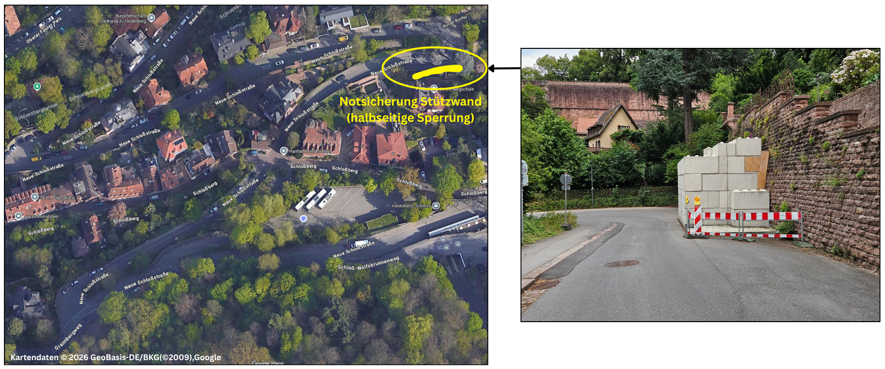 Baustellenbereich Neue Schloßstraße
